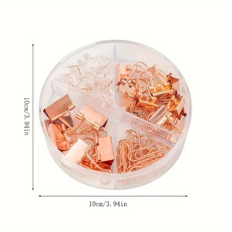 طقم دبابيس متنوعة box Binder Clips Paper Clamp Push Pins Sets