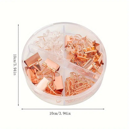 طقم دبابيس متنوعة box Binder Clips Paper Clamp Push Pins Sets