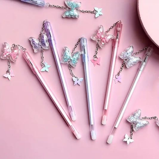 الفراشة للتوقيع والكتابة 5 أقلام Butterfly Pendant 5 Gel Pens