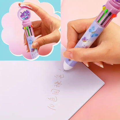 قلم الفراشة متعدد الألوان  Butterfly Ballpoint Pen Student Sequin Press Pen